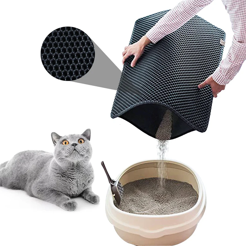 

Quality Waterproof EVA Pet Cat Litter Clean Mat Double Layer Litter Cat Bed PadsTrapping Pets Litter Box Mat Cat Litt Mat, Black, sky blue, pink, dark coffee, sapphire blue, scarlet