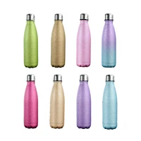 

Cola Shaped 17oz 500ml Stainless Steel Sports Water Bottle Glitter Double Wall Vacuum Insulated Coke Cola Shape Water Bottle