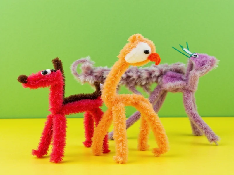 Colorful pipe cleaner animal crafts for children