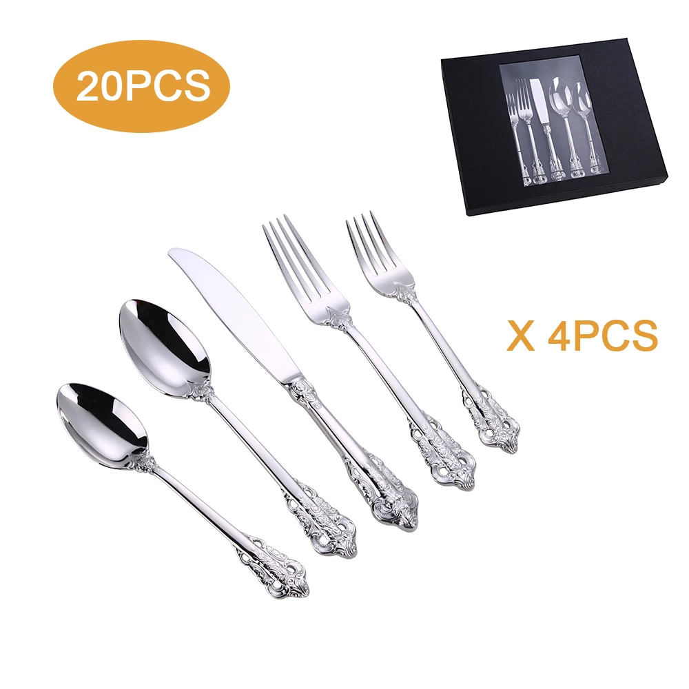 

Classic Stainless Steel Silver 20 Pieces Flatware Wedding Cutlery Set