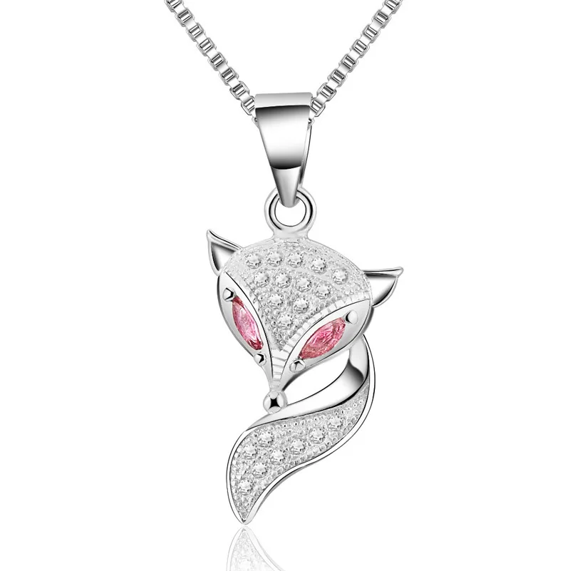 

925 Sterling Silver Zirconia Fox Crystal Temperament Accessories necklace for women