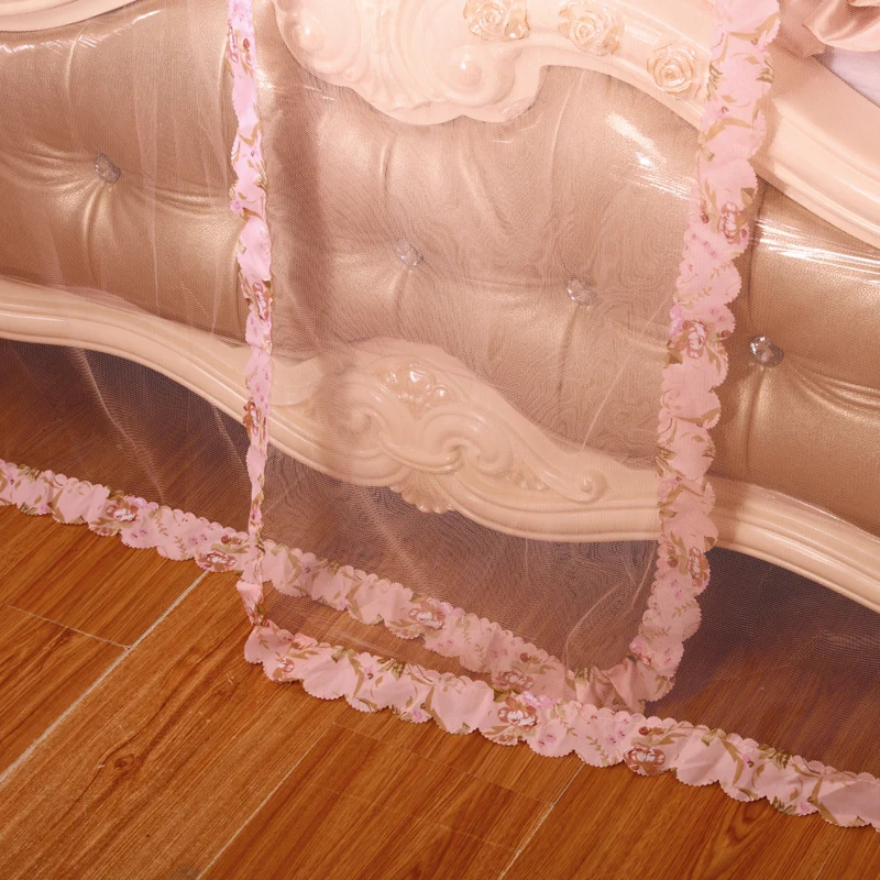 Pastoral European Three Doors Palace Pink Indoor Outdoor Decoration Bed Anti Mosquito Net