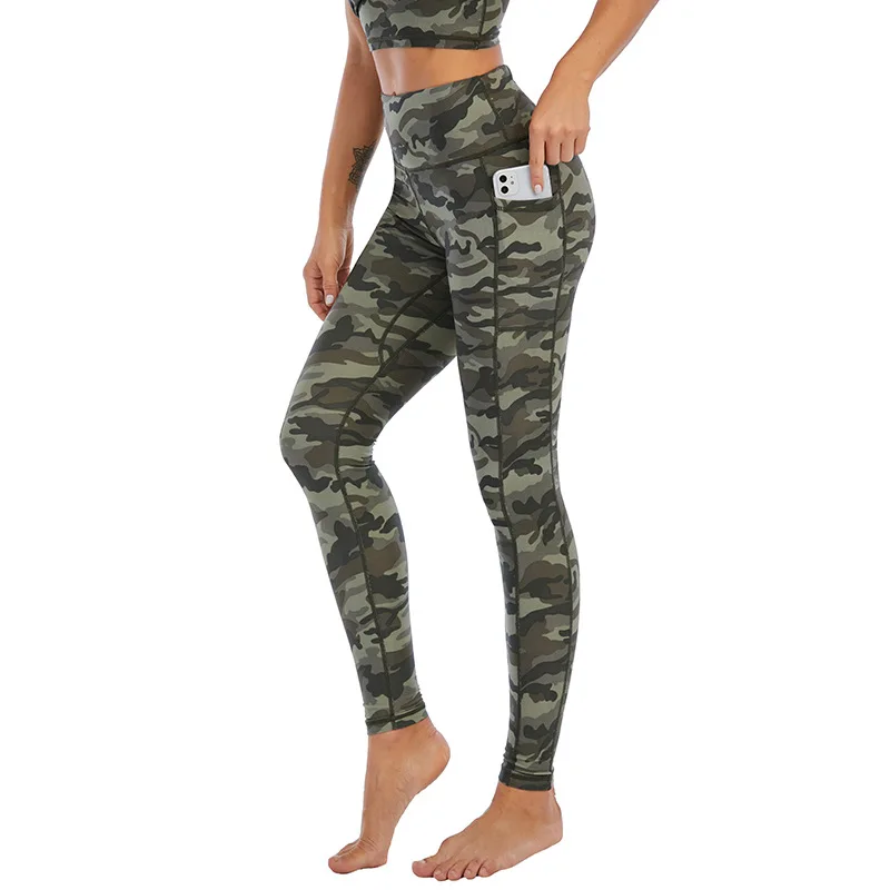 

Polyester spandex yoga pants for women high waisted tummy control workout leggings with pockets