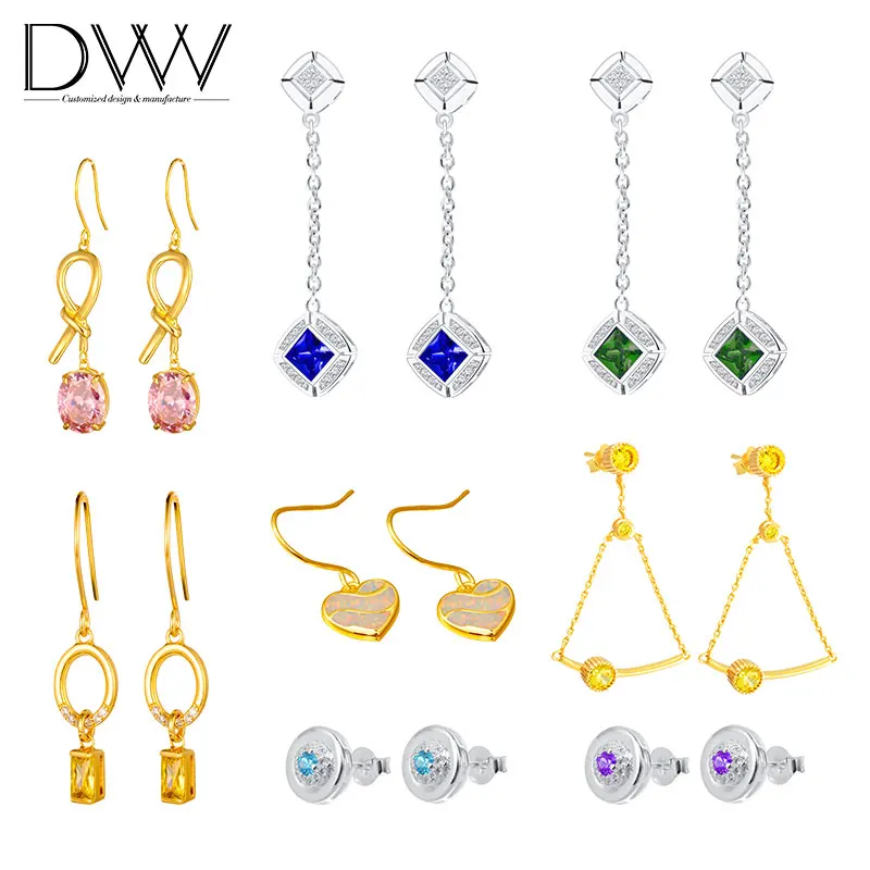 

18K Gold Plating Earring Korean Earrings Jewelry Gemstone Studs Earring