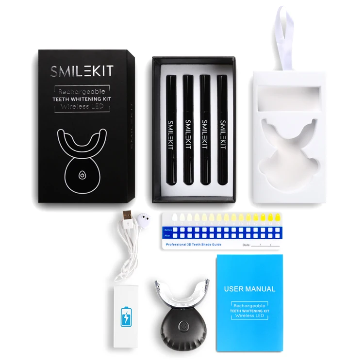 

Smilekit Home Use Professional Rechargable Teeth Whitening Kit With Led Light, Blue white