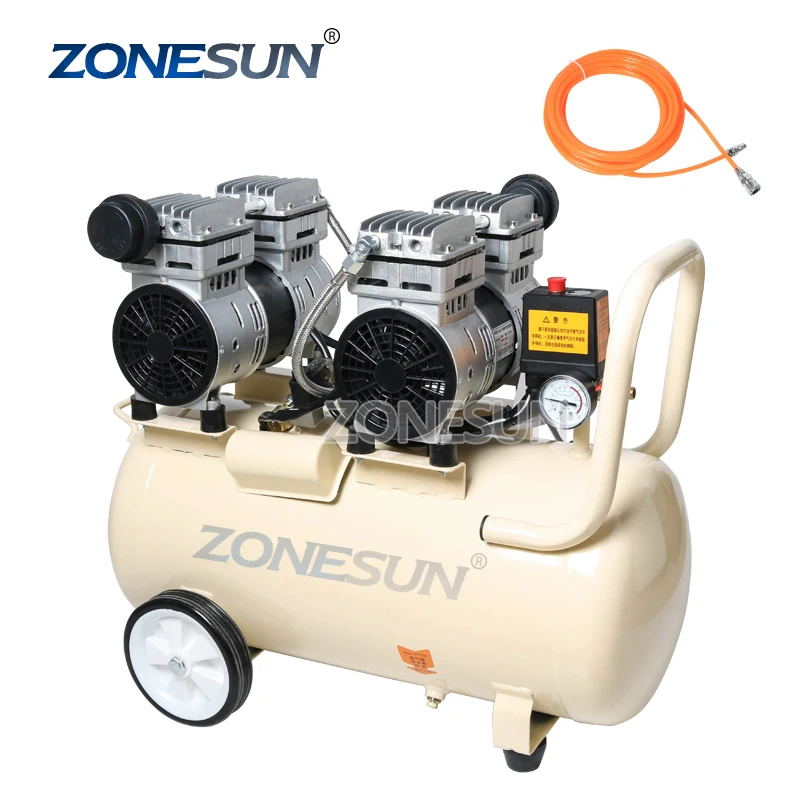 

ZONESUN 750W 50L Pure Copper Piston Type Mute Oil-Free Air Compressor For Dental Woodworking Paint Portable Air Pump