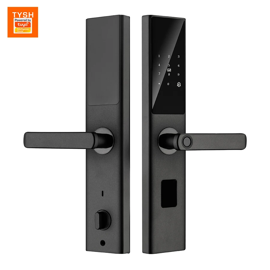 Tuya TYSH Factory Price Home Security Digital WiFi App Smart Door Lock Aluminum Fingerprint Inside Handle Tuya Smart Lock