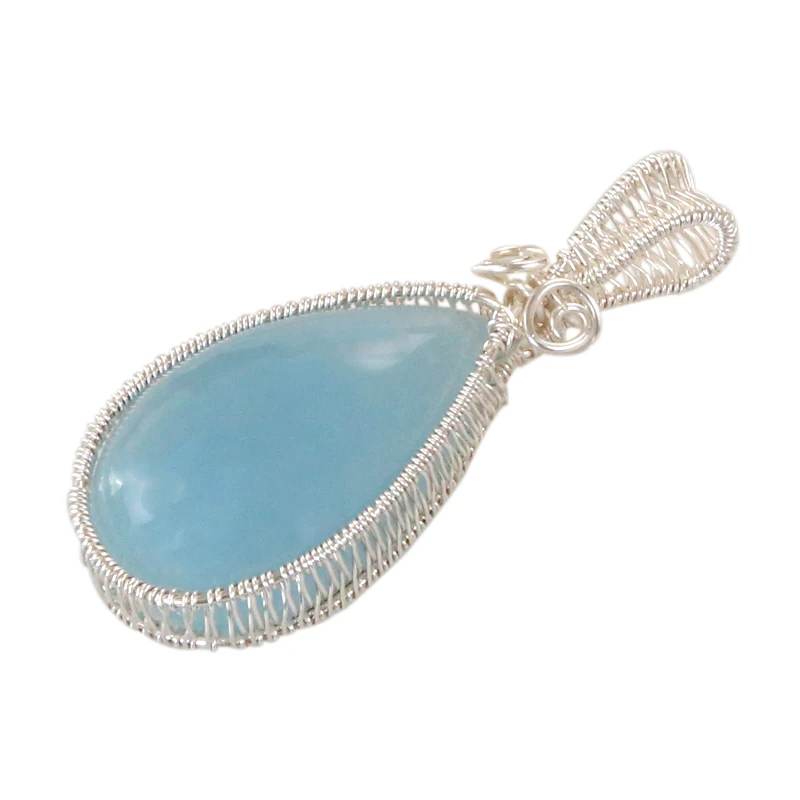 

Pendant 925 Silver Copper Wire Wrapped Larimar Silver Locket Necklace Pendant with Chain Silver Plated Picture Vintage 2pcs XQ