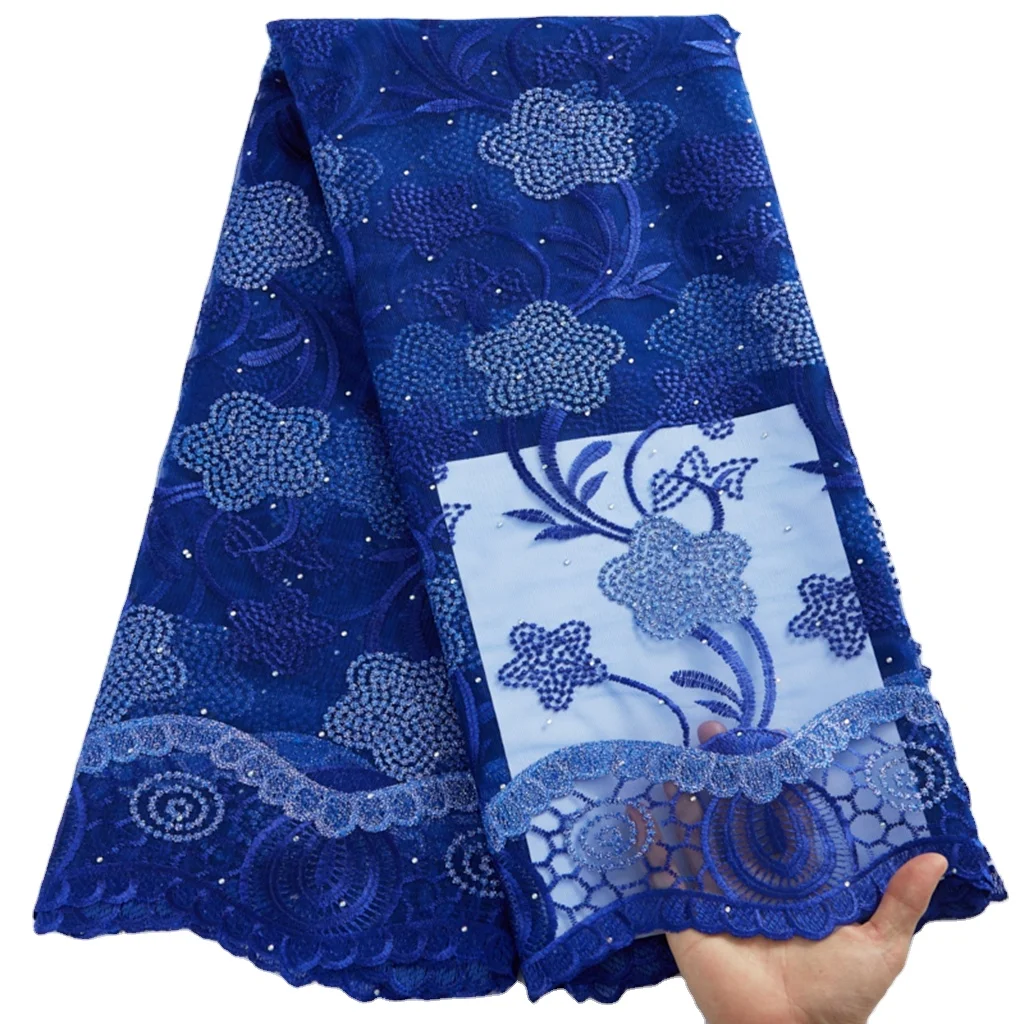 

African French Lace Fabric With Stone 2022 Nigerian Embroidery Mesh Lace Fabric High Quality For Diy Sew Wedding Dress 2752, As picture