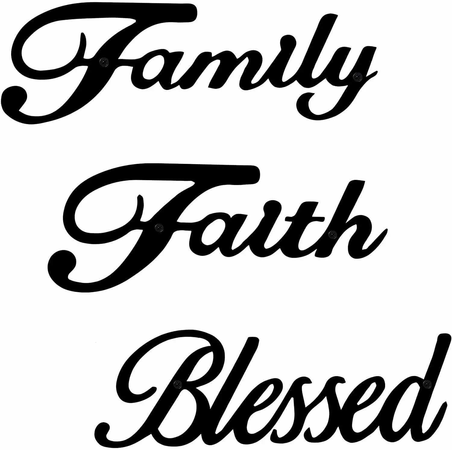

3 Pieces Family Faith Blessed Black Metal Sign Blessed Family Faith Word Sign TY2365