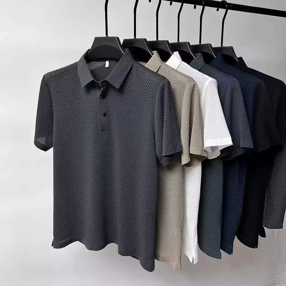 M-4XL Tennis Shirt Summer New Collar T-shirt Short Sleeved Business Casual Polo Shirt