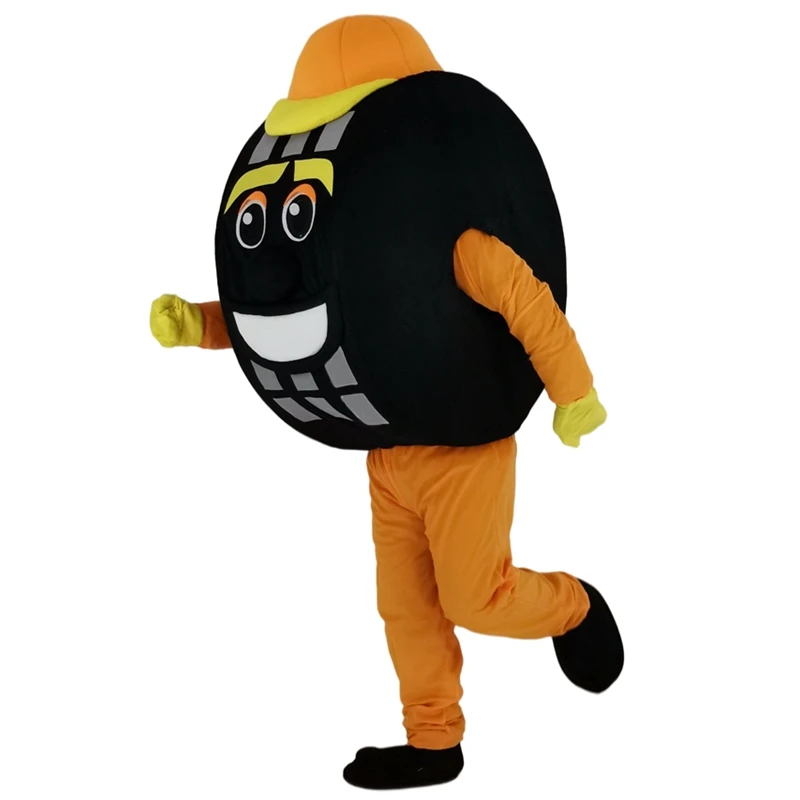 

Orange Auto Tyre Cab Tire Mascot Costume Cartoon