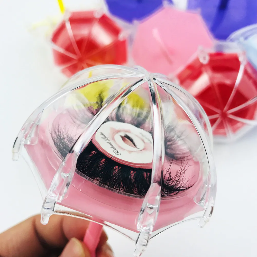 

Umbrella Lash Box Mixed Colors Hold 23mm 25mm Mink Lashes Custom Eyelash Packaging, Accordingly to design