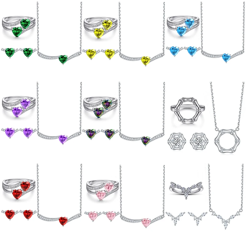 

Jewelry Set Wholesale Halo Fine Jewelry Diamond S925 Sterling Silver Trendy Wedding Jewelry Sets