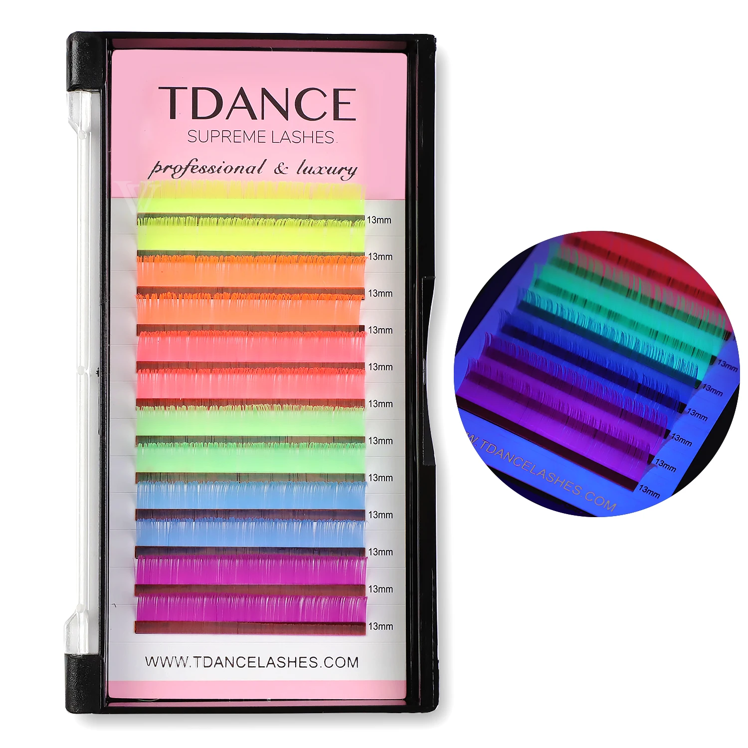 

Wholesale faux mink eyelashes TDANCE neolash eyelash extension trays 0.03/.05/.07 C D curl Glow Fluorescent Colorful neon lash