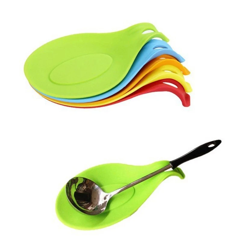 

Factory Direct Wholesale Silicone Ladle Holder Large Almond Shape Heat Resistant Kitchen Utensil Soup Spoon Rest, Multi colors