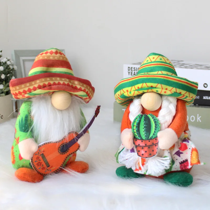 

Summer Fiesta Gnomes for Mexican Taco Tuesday Elf Dwarf Gift Handmade Toy Household Ornaments Home Kitchen Farmhouse Decor