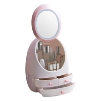 

Mirror with led lights Makeup Box Cosmetics Rack Lipstick Eyeliner Makeup Tool Storage with Light Storage Box Makeup Mirror