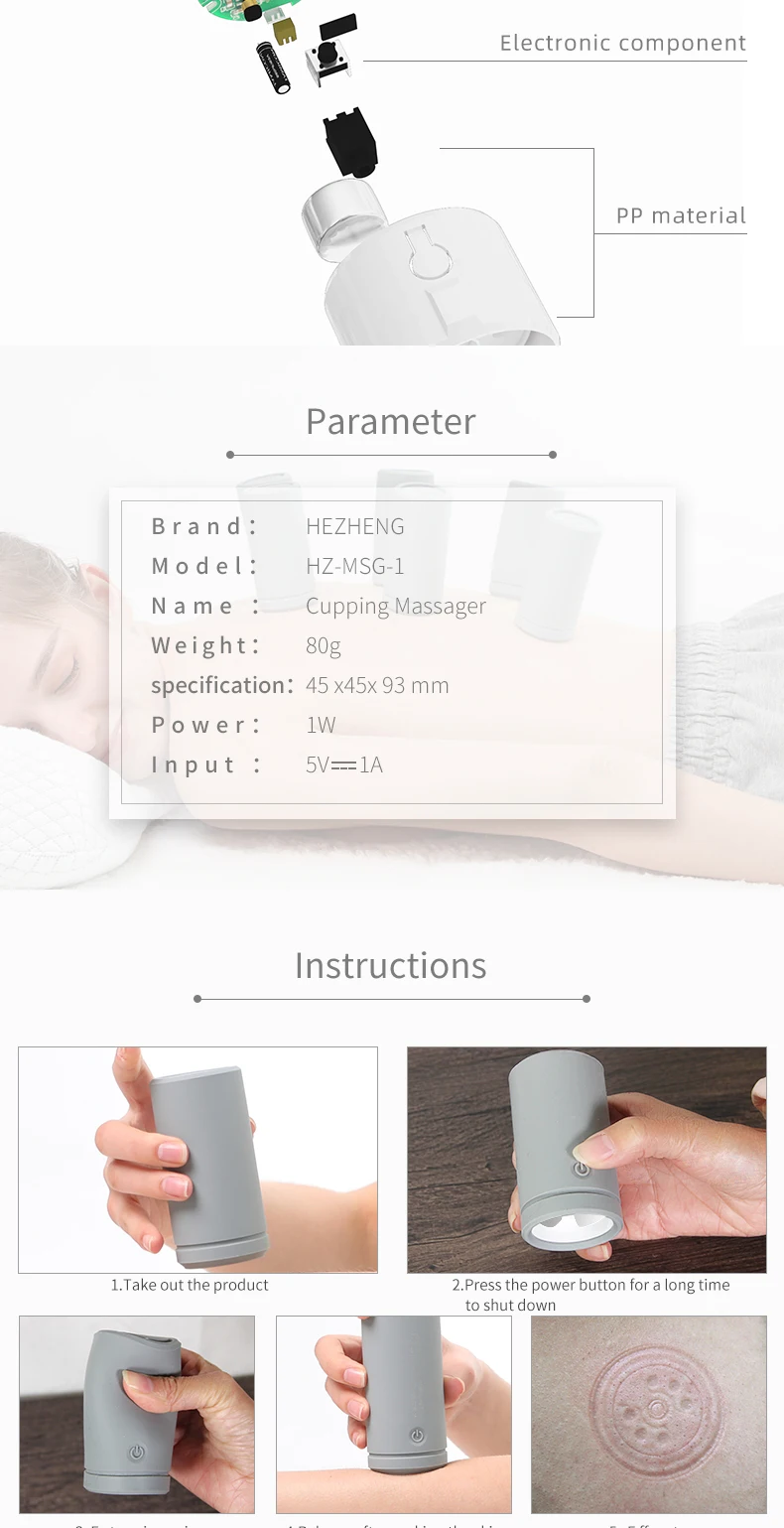Mini Vibration Massager Electronic Cupping Pressure Massager for Body