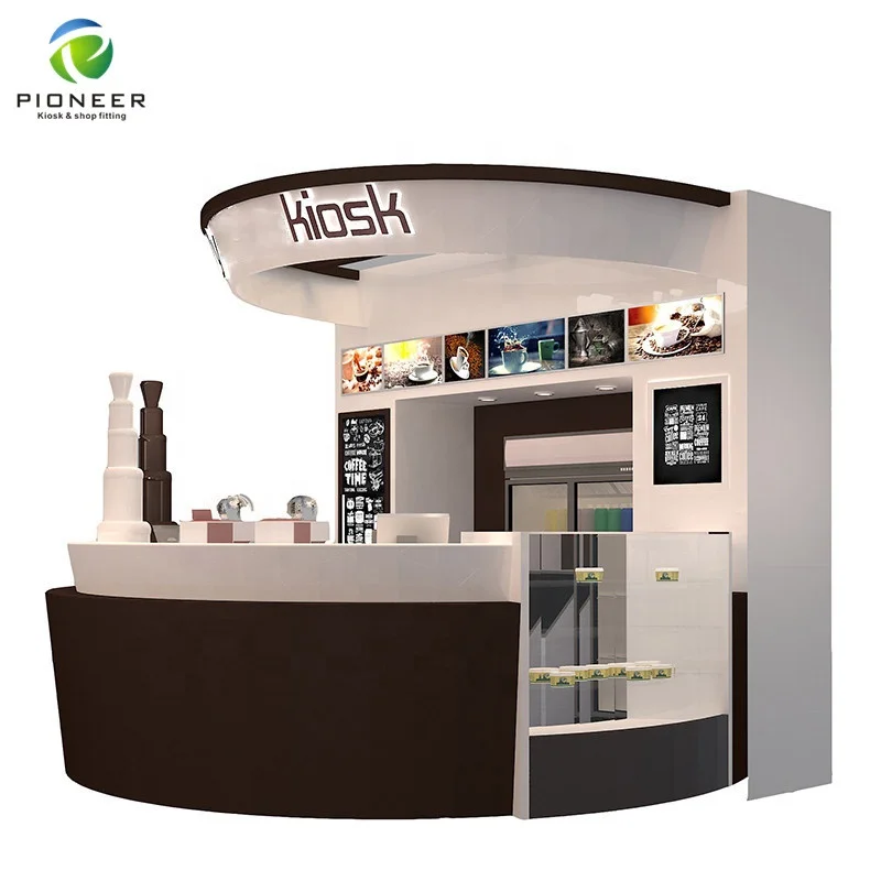 

Pioneer Cambered Retail Coffee Shop Furniture For Mall Store Cafe Bar Kiosk, Customized color