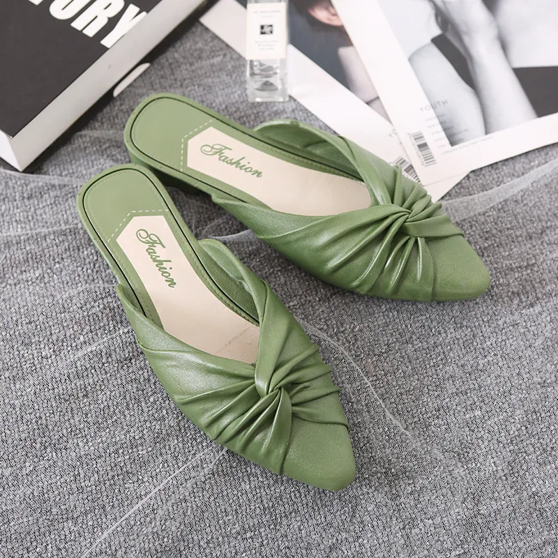 

ANMAI Fashion half slippers female new style outer wear summer foreign trade sandals and slippers plastic women's shoes, Pure color