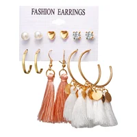 

OEM Design Card Packaging 6 Pairs Fashion Earring Women Boho Style Tassel Earrings Set