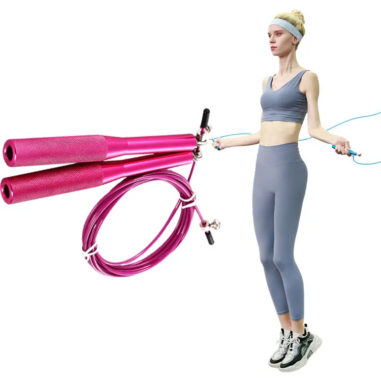 

Professional customization Aluminum Wire black wire pp handles skip rope jump rope with bag pink jump rope, Black or more