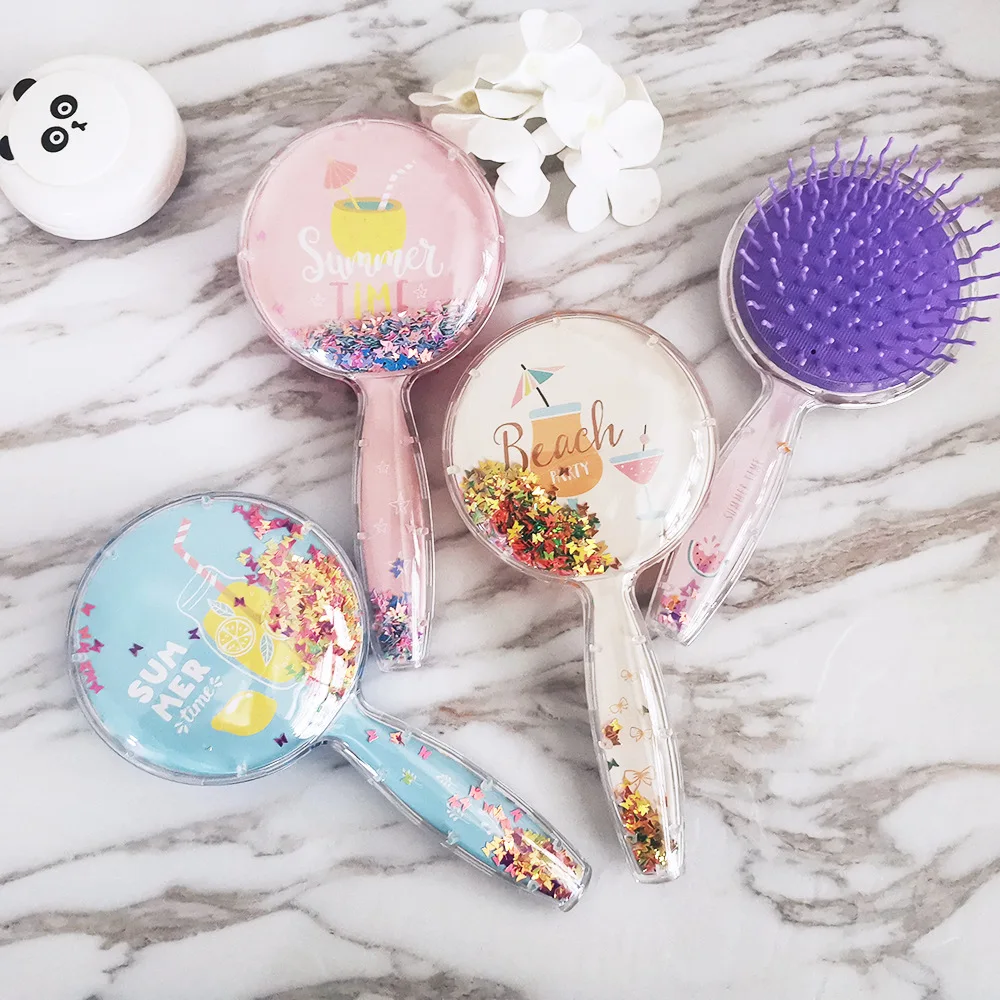 

Cartoon Bling Hair Brush Combs Shiny Crystal Liquid Quicksand Air Cushion Hair Brush Massage Children Hair Comb