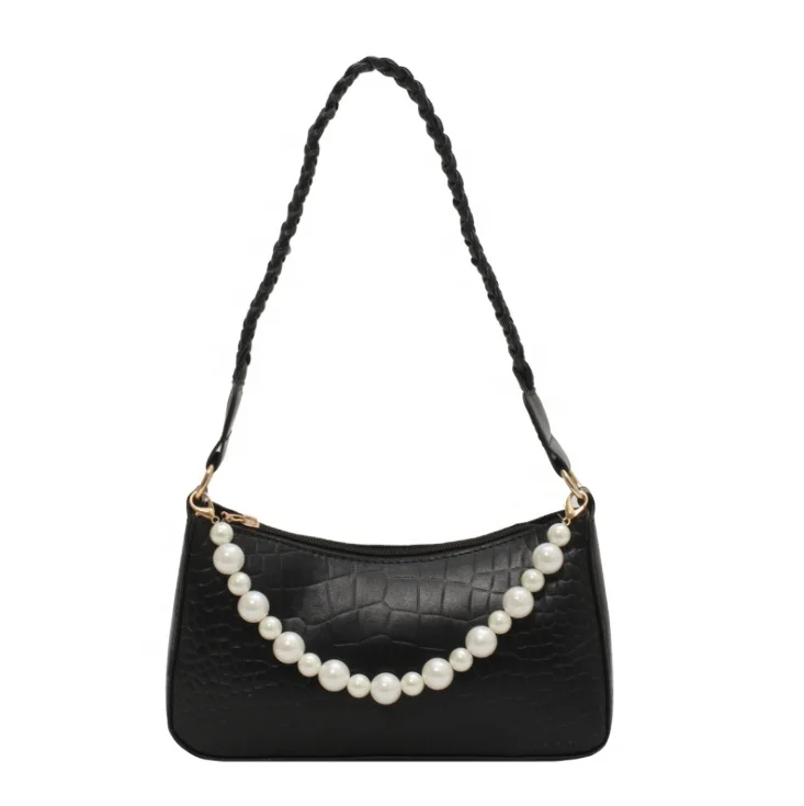 

In stock New Arrival pu Customizable Ins Ladies pearl chains shoulder bag