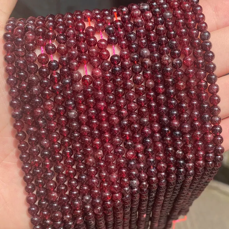 

High Quality 4mm 6mm Natural Round Loose Red Garnet Stone Beads For Jewelry Making