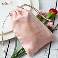 

Custom logo printed microfiber mini colored soft faux suede velvet drawstring bowknot jewelry bag pouches