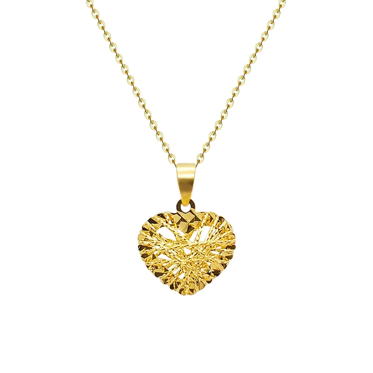 

Xinfly 18k Real Gold Jewelry Yellow Gold Genuine Heart Pendant Necklace