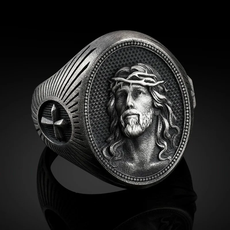 

Fashion Vintage Religious Ring Jesus Ring Jewelry Men