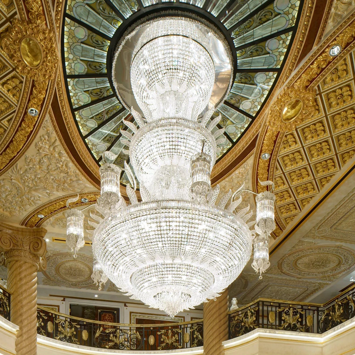 

Hotel customized large glass empire crown chandelier