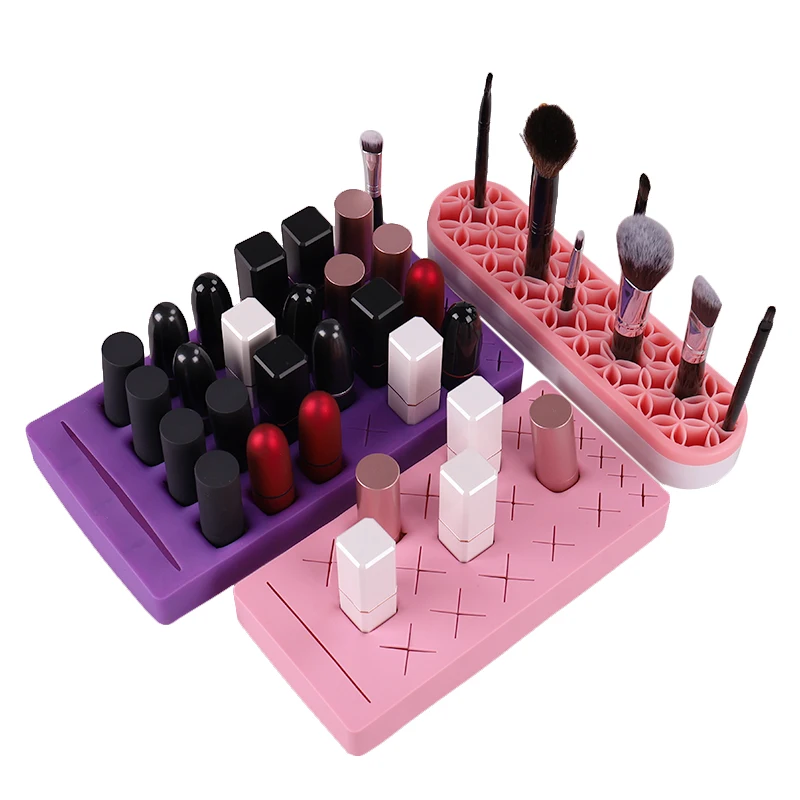 

Lohas Wholesale Silicone Makeup Brush Lipstick Holder Organizer Cosmetic Storage Box, Customized color