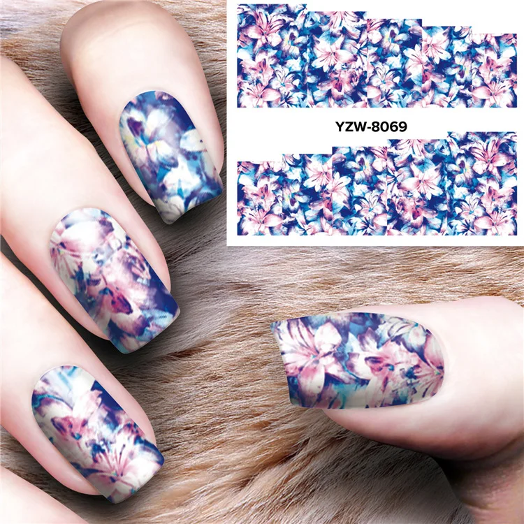 

Fashion floral design nail art stickers plastic decals custom labels custom nail stickers, Colorful