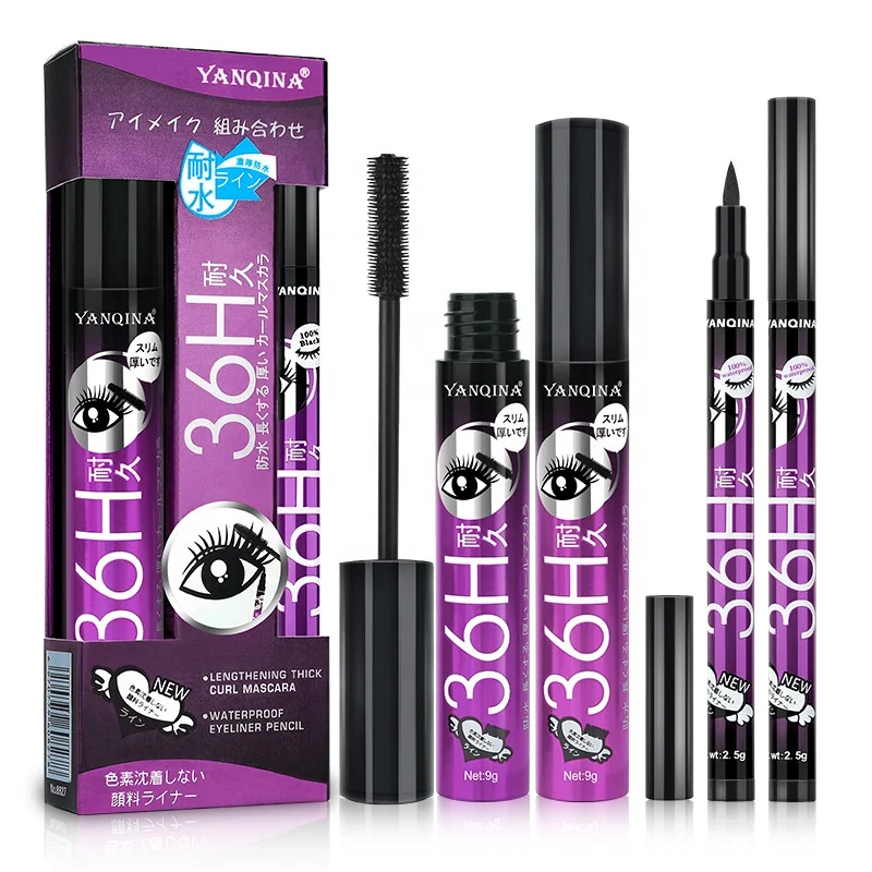 

36H Mascara Eye Liner Marker Pen Set No Fade Quick Dry Sweat-Proof No Smudging Waterproof Eye Makeup Set