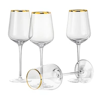 

Wholesale Customize 2019 new 460ml Timeless Gold Rim Crystal Glasses Clear wine glass golden goblet Accept logo