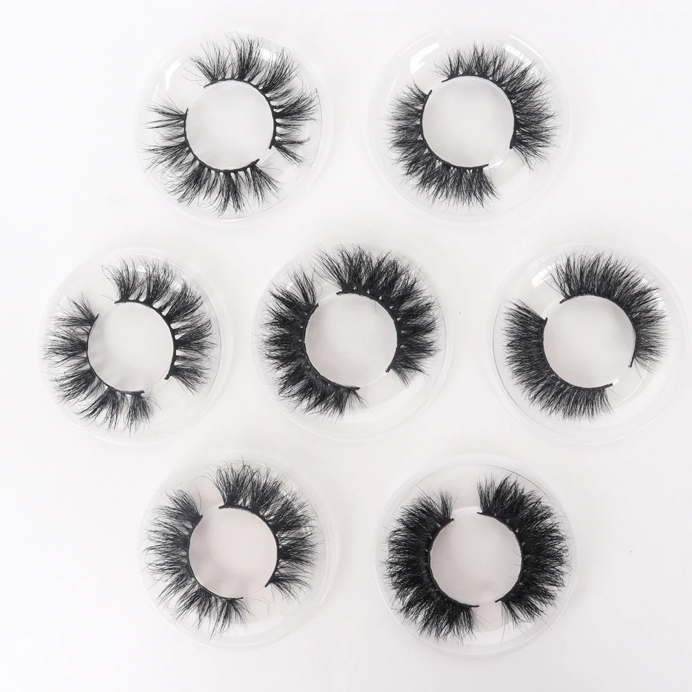 

Siberian real mink long luxury lash mink Natural Handicraft 25mm Real 3d Mink Lashes wholesale vendor bulk clear eyelash vendors, Black