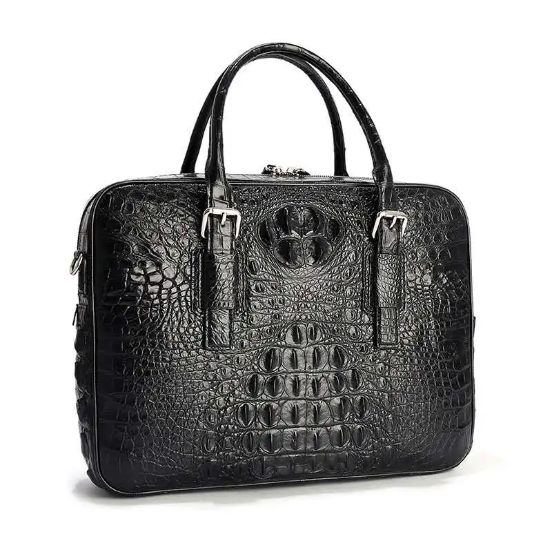 

Design Business Laptop luxury real crocodiel leather computer Handbag fashion Men Bag alligator Leather Briefcase, Black