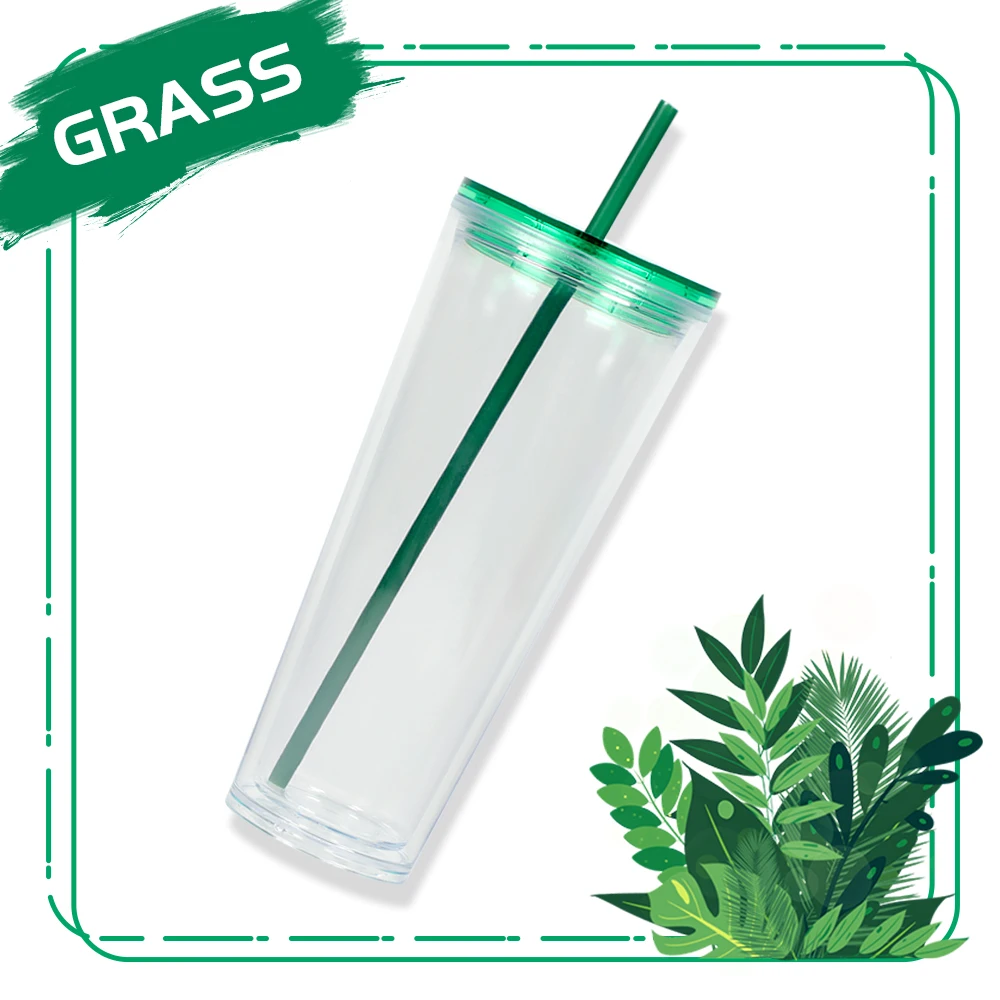 

Factory Clear Tumbler Acrylic Wholesale Clear 24Oz Plastic Double Wall Cup With Lid and Straw