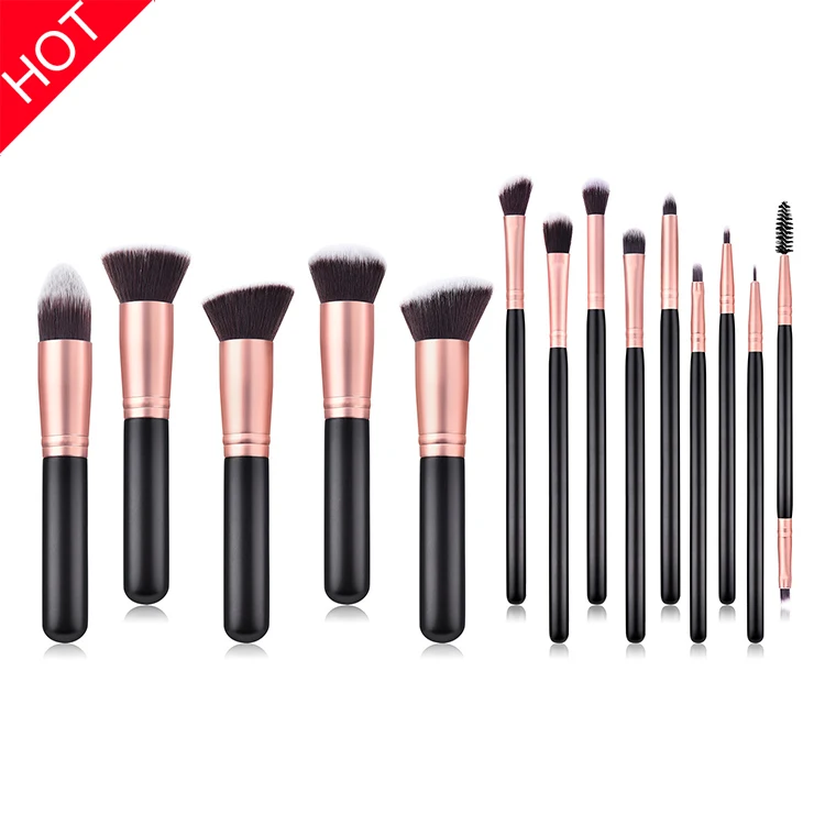 

14pcs custom makeup brush Aluminum tube makeup brush kit for kabuki