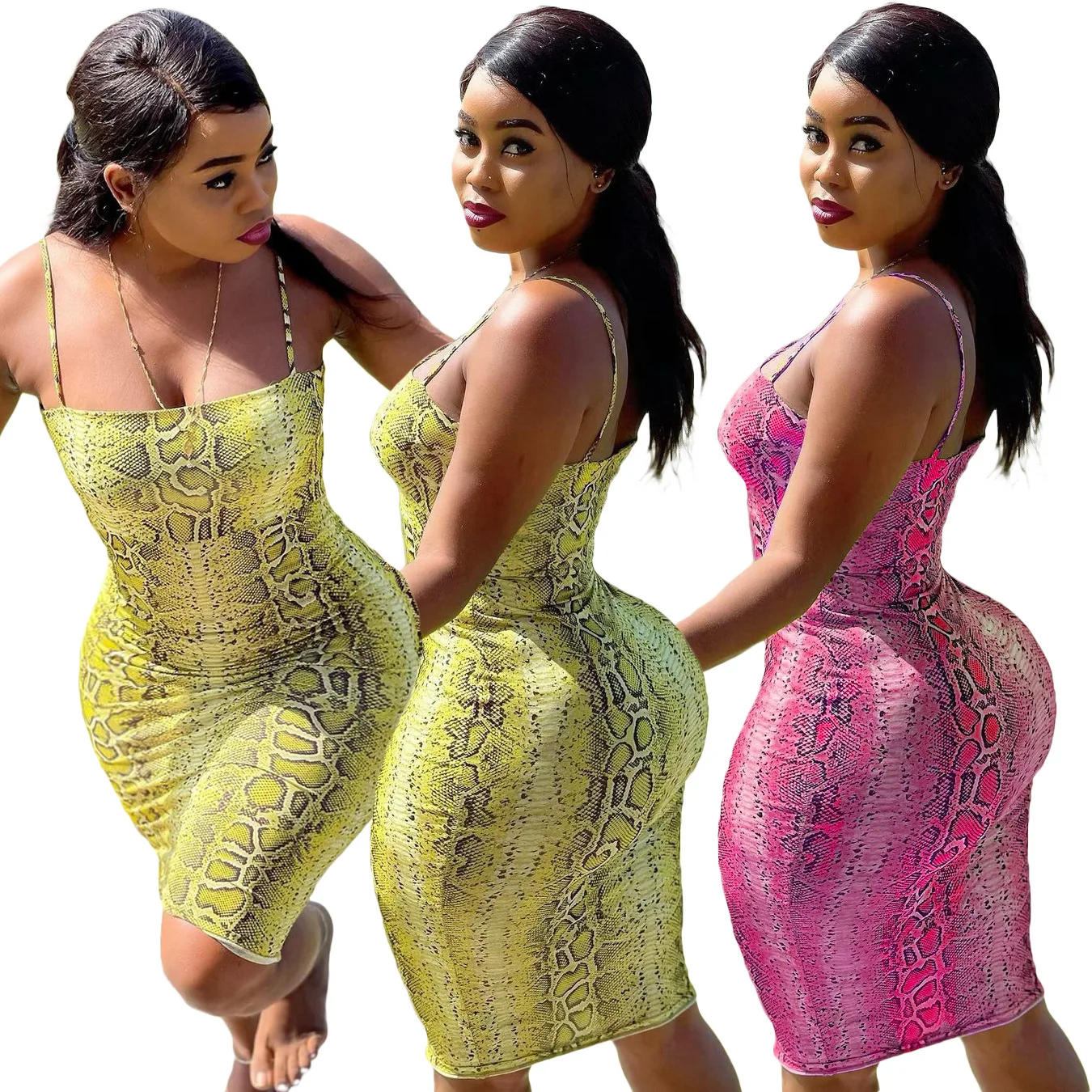 

summer 2021 Sling snake print sexy dress suitable for Elegant Women party Fashion club casual wear