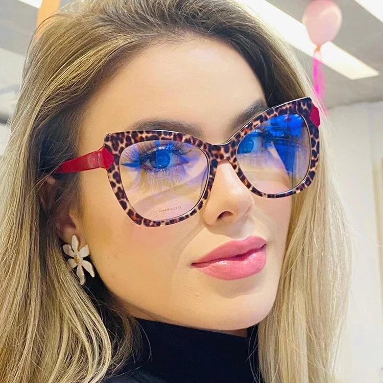 

6003 TR90 Oversized Women Fashion Unique Glasses Cat Eye Design Leopard Computer Glasses For Computer Anti Blue Light