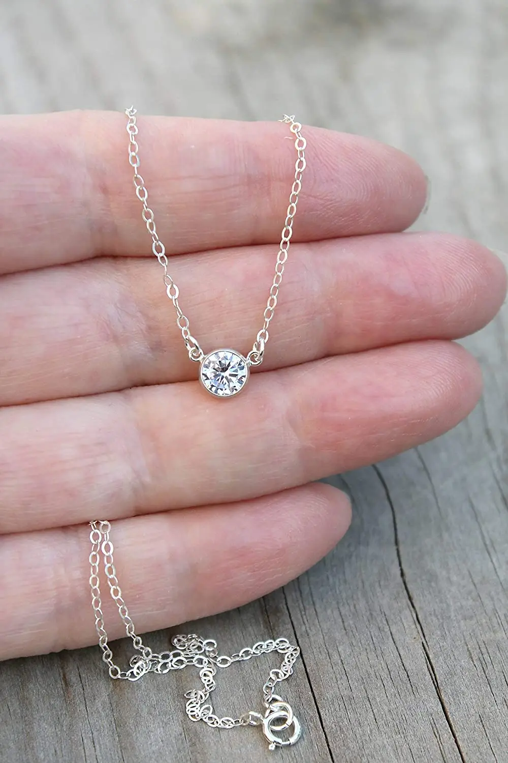 最好的礼物,自由射击碳硅石钻石14 k白金项链女饰品