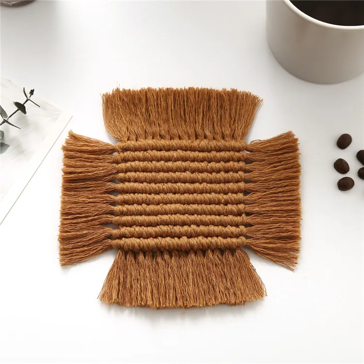 

Direct selling with factory price boho coasters macrame set coffee cup mats coaster, 7 color