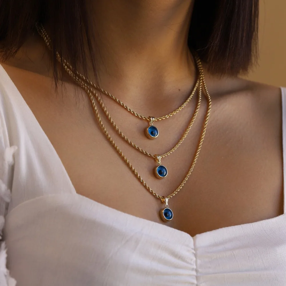 

2023 Trendy Round Devil Eye Pendant Necklace 18k gold Women 316L Stainless Steel Blue Eye Necklace Jewelry