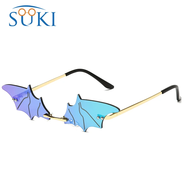 

Women Men Metal Rimless Wave Sun Glasses Cat Eye eyewear, 7 color can choose