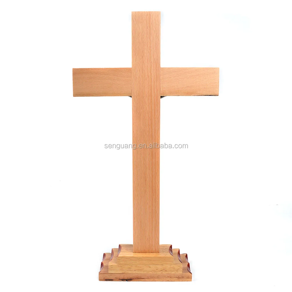 Holy Standing Cross Statue Catholic Home Decor Religious Wood Crucifix