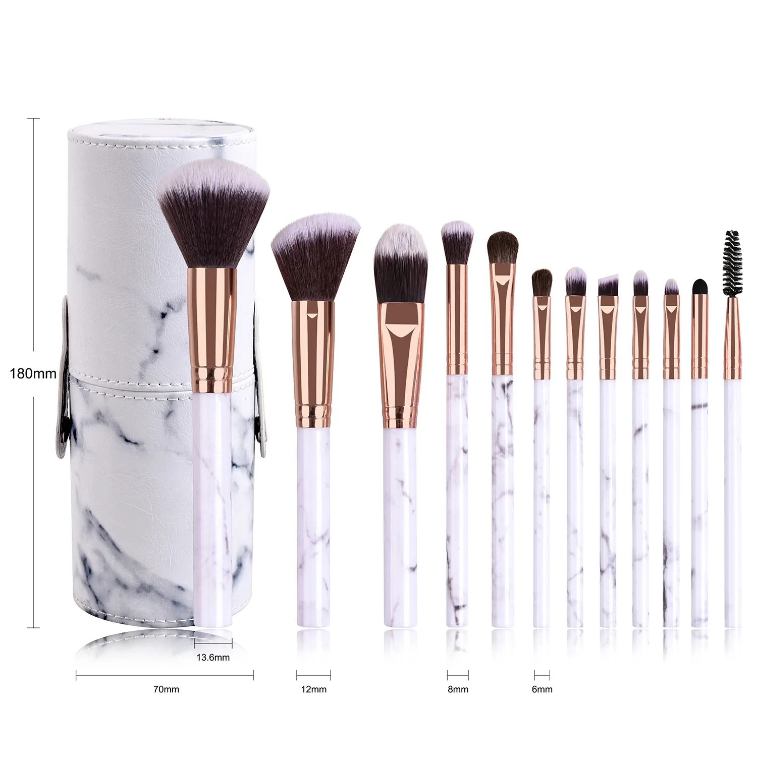 

Makeup Brush Kit New 12pcs Professional Marble Make Up Brushes Makeup Brush Set With Case Cylinder, Single color